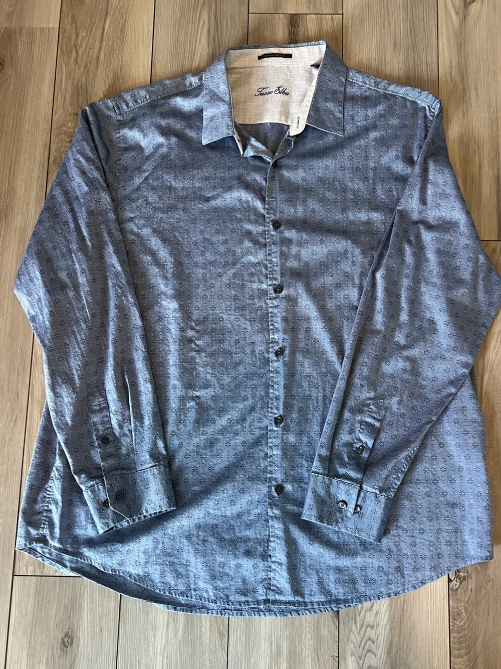 Tasso Elba Button Down Shirt Long Sleeve Blue Pattern Cotton men’s XXL